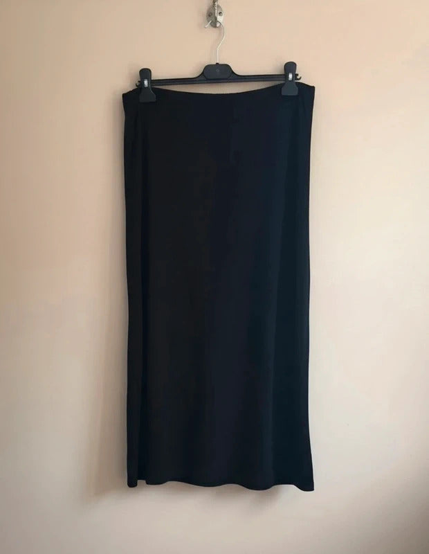 Bonprix Black Flared Stretchy Maxi Skirt Medium Size  14-16