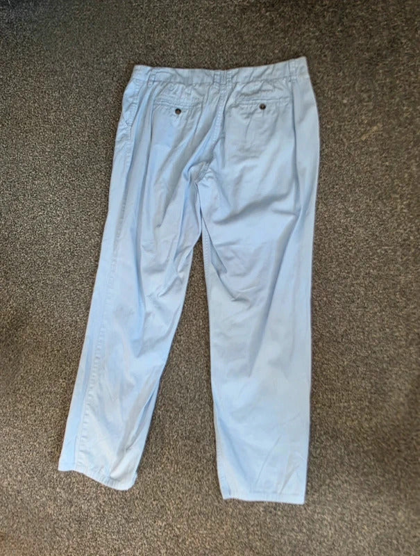 Maine New England Women's Light Blue Straight Leg Chino Trousers Size 12 Short