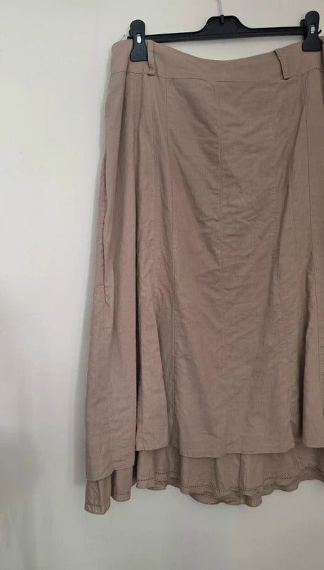 Steilmann Women's Beige Cotton Flared Layered Midi Skirt Approx Size 14-16