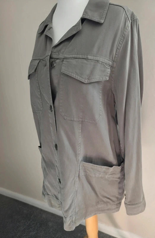 FatFace Khaki Green Lyocell Cotton Shacket Jacket  L Size 14-16