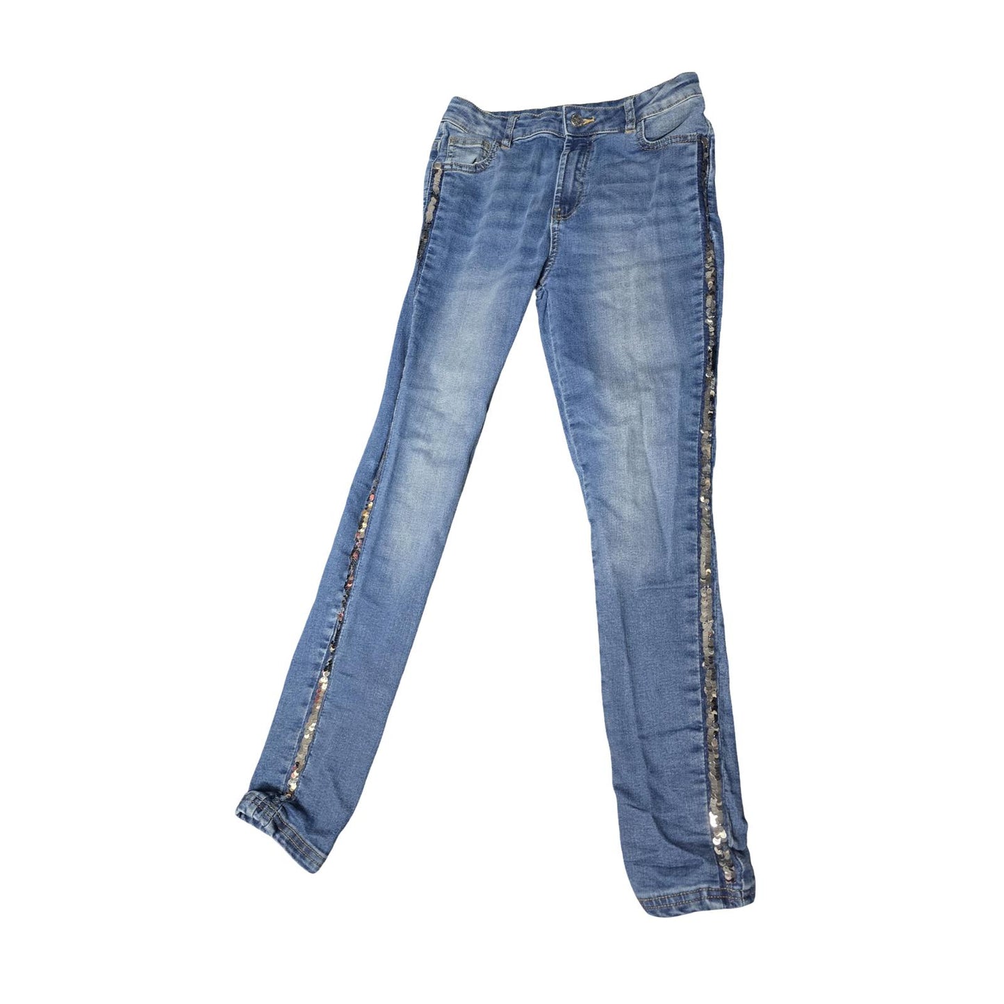 M&S Mini Ivy Skinny Blue Jeans – Silver Sequin Detail – Girls 12–13yrs