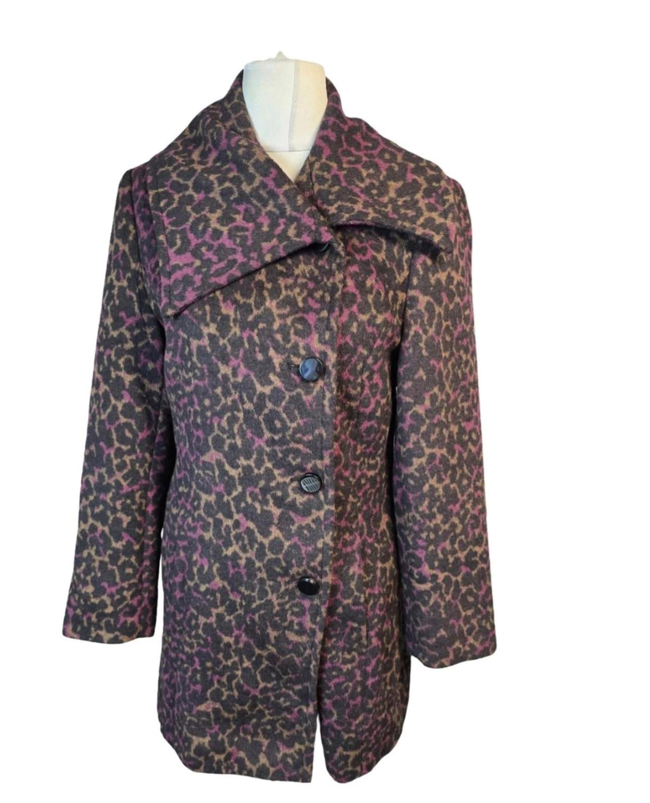 Klass Coat Purple Size 12 Animal Print Smart Causal