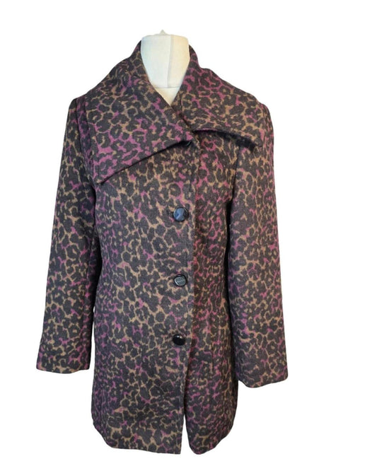 Klass Coat Purple Size 12 Animal Print Smart Causal