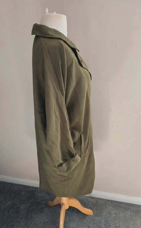 Topshop Khaki Green Oversized Midi Blazer Size 10 Lightweight Relaxed Fit