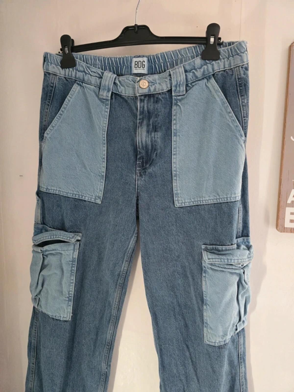 BDG Urban Outfitters Patchwork 'Skate' Cargo Jeans W32 L32 Size 14-16