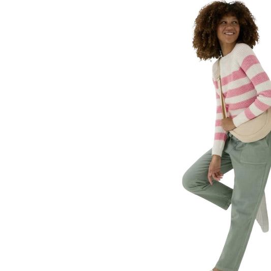 Matalan Pink & White Stripe Knit Jumper Long Sleeve Relaxed Fit UK Size 16/18