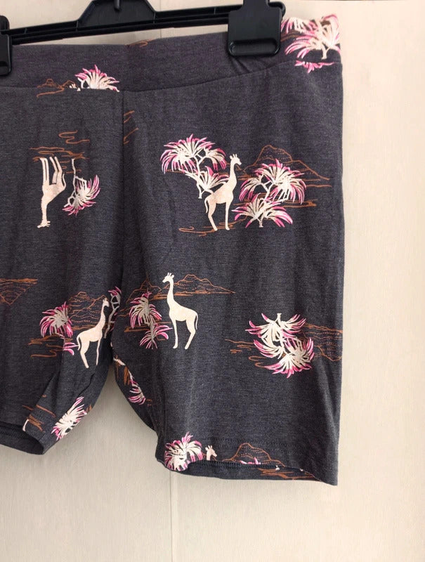 Marks & Spencer Grey Giraffe Print Bodycon Cycling Shorts Size 14