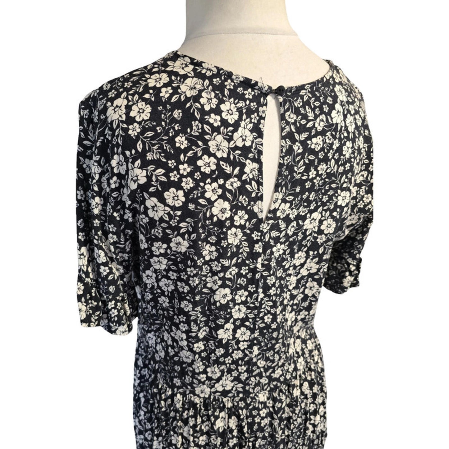 Next Dress Black White Floral Size 12 Midi Casual Spring
