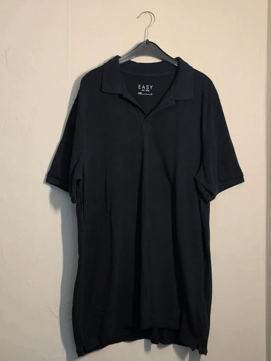 Matalan Easy Mens Black Short Sleeve Cotton Polo Shirt Size L