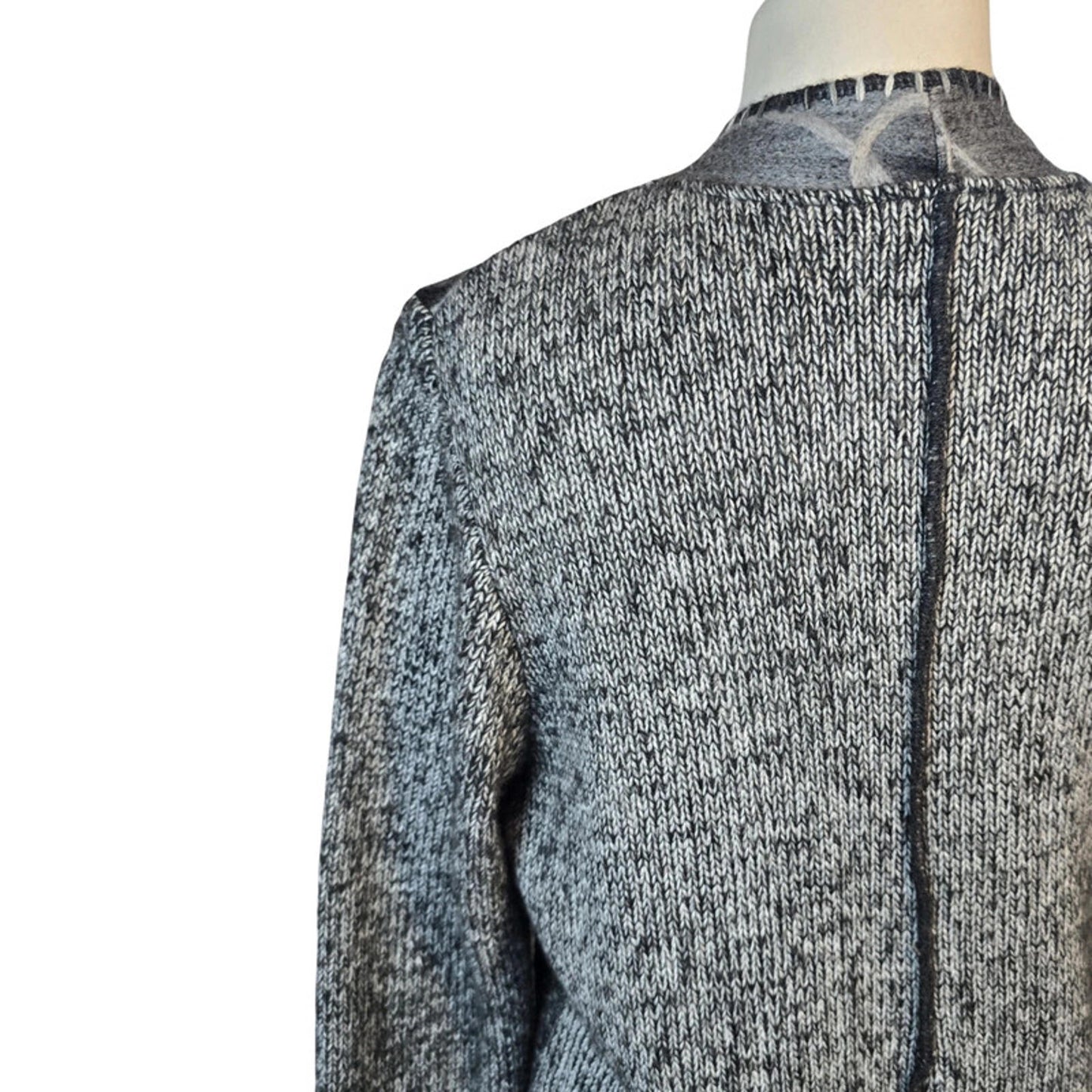 Klass Cardigan Grey Black Pattern Size 16 Open Front Causal