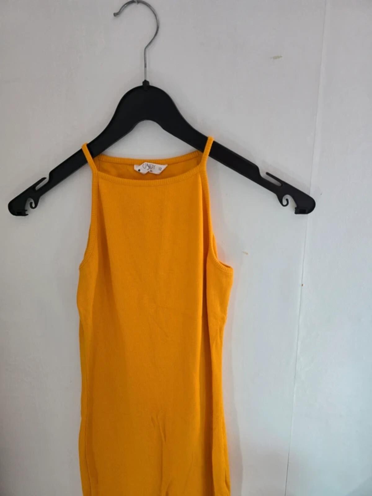 Matalan Girls Mustard Yellow Ribbed Bodycon Dress Size Age 12 Years