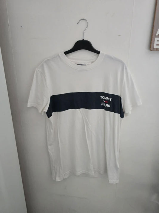 Tommy Jeans Mens White & Black Logo T-Shirt Size Medium