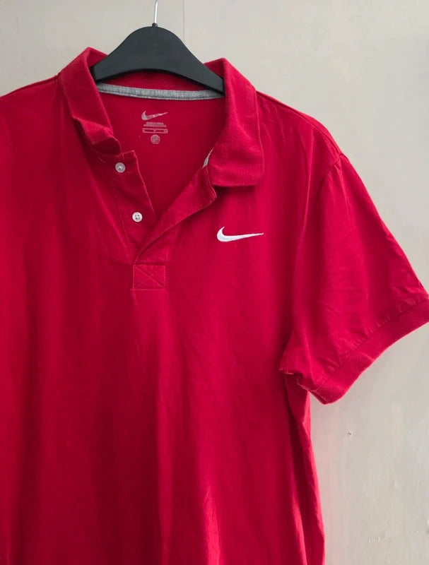 Nike Men's Red Short Sleeve Cotton Polo Shirt Size Small
