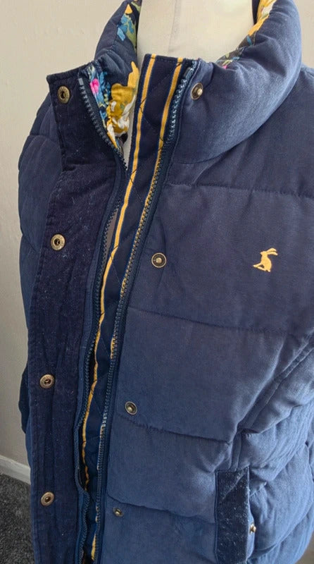 Joules Navy Padded Gilet with Floral Lining Size 14
