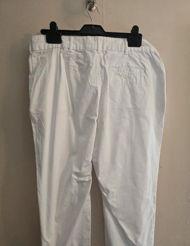 Tu White High Waisted Cotton Slim Leg Chino Trousers Jeans Size UK 14