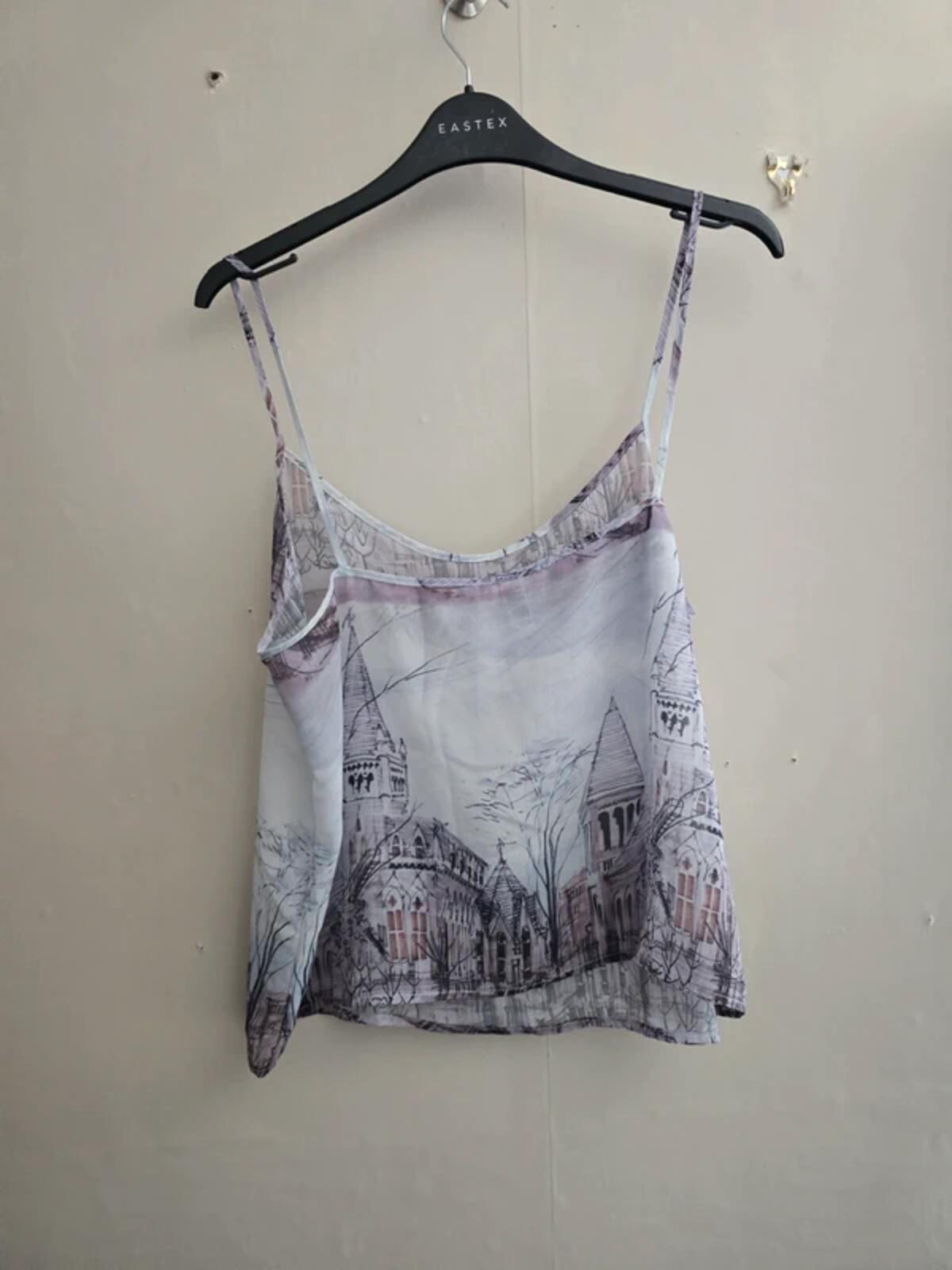 American Apparel 'Chiffon' Architecture Sketch Sheer Cami Top Size M Size 10-12