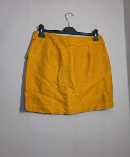 Next Mustard Yellow Button Front Mini Skirt with Pockets – Size 10