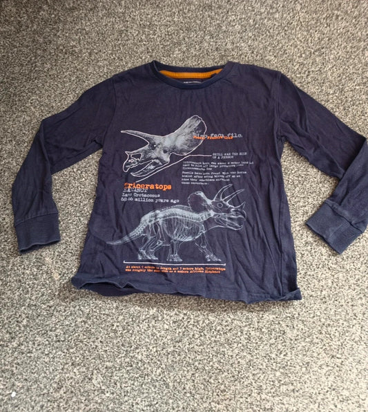 Next Boys Black Triceratops Dinosaur Fact File Long Sleeve Top Age 6 Years