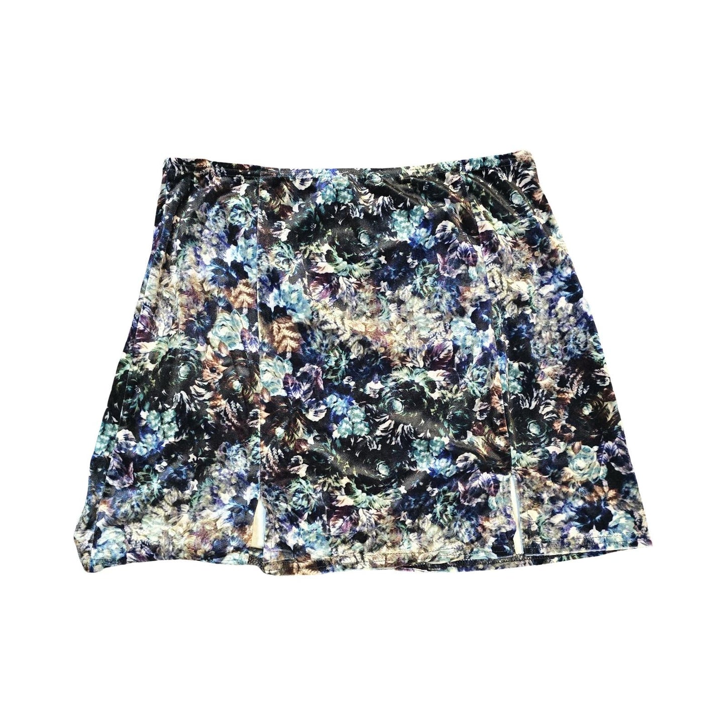 Blue Floral Velvet Mini Skirt L Size 16 Evening Urban Outfitters