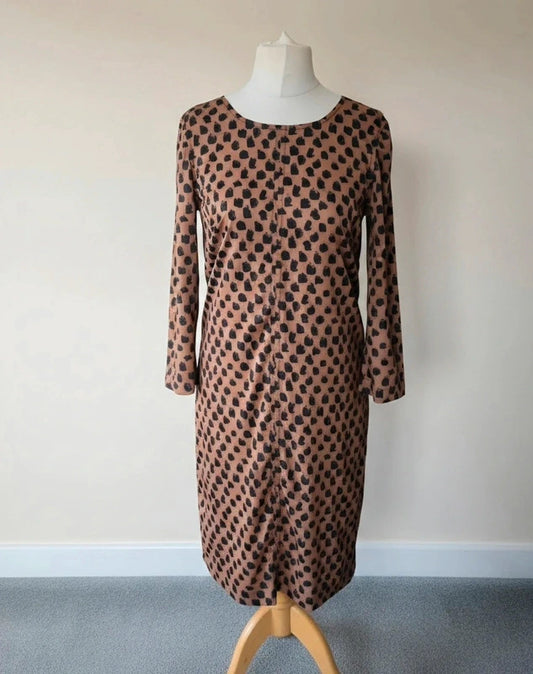Jaeger Brown & Black Polka Dot Dress – Size 10