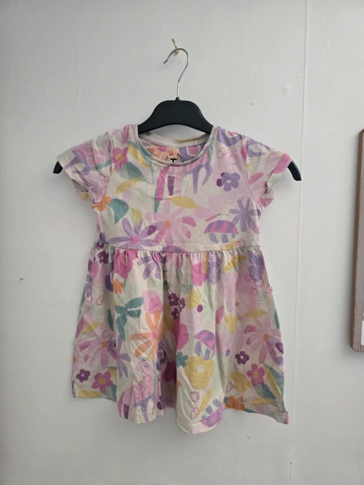 Tu Girls Multicoloured Abstract Floral Cotton Summer Dress Age 3-4 Years