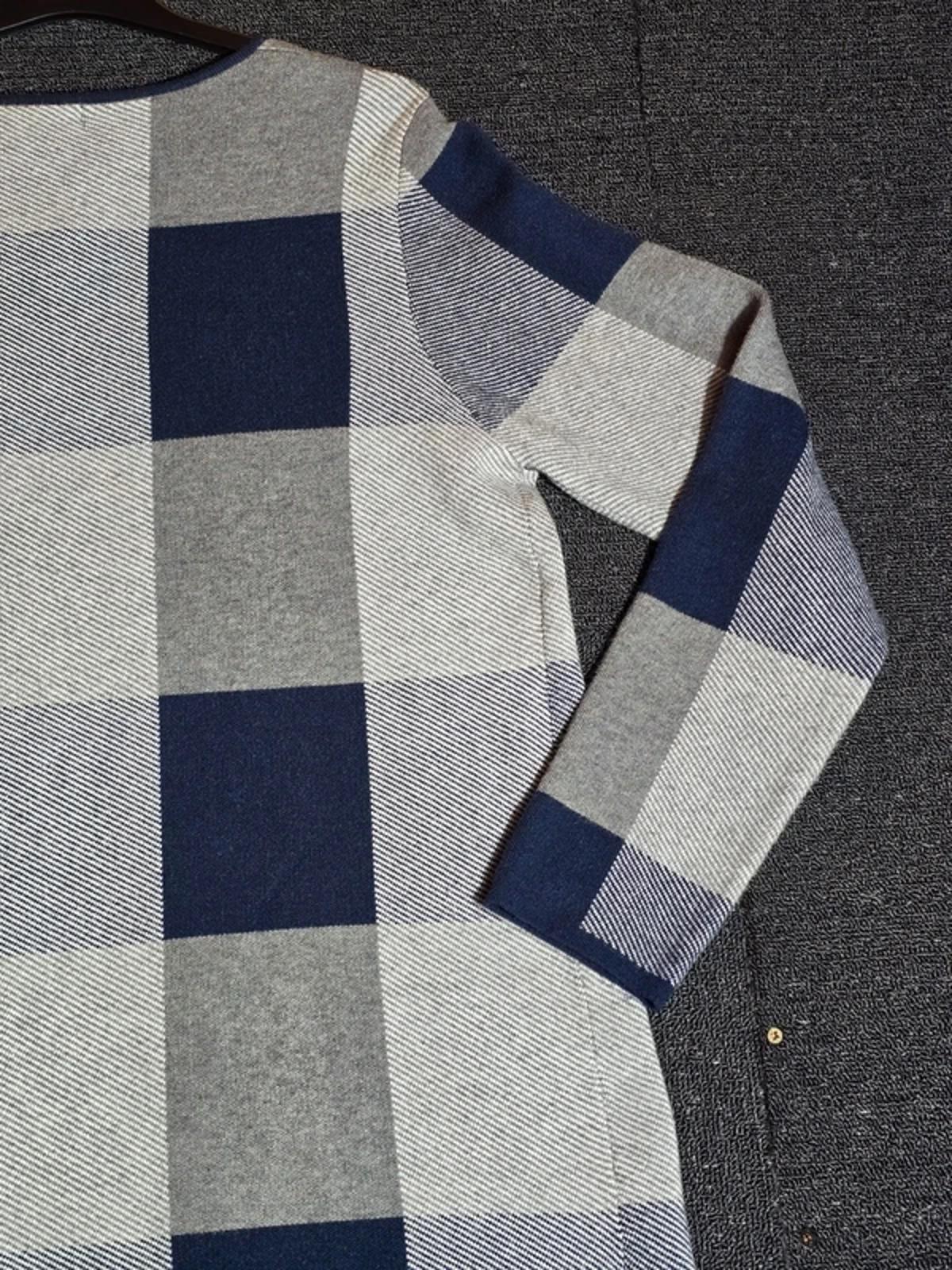 Cerulean Collection Navy Grey Checked Cardigan UK Size 12-14 Knit One Button