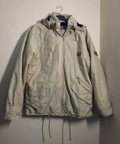 Napapijri Geographic Cream Beige Fleece-Lined Outdoor Jacket – 24" P2P