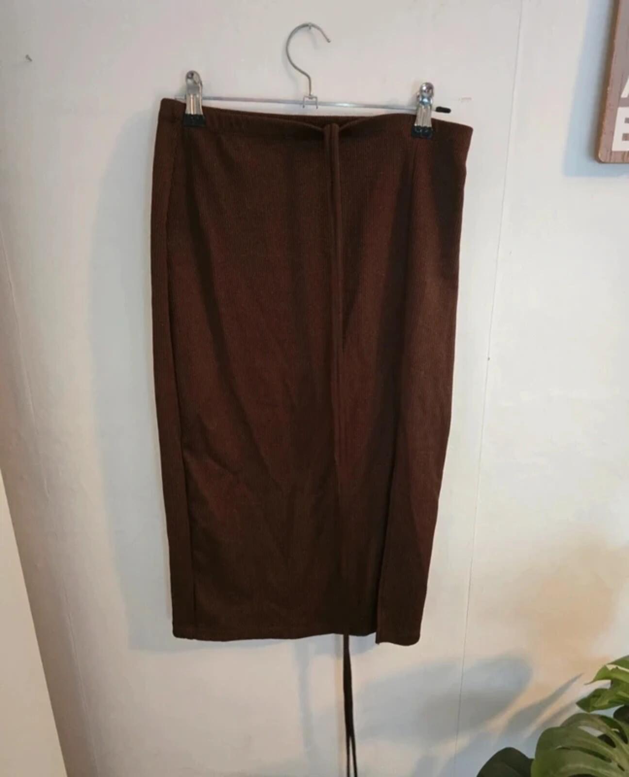 H&M Brown Glitter Bodycon Skirt with Front Slit Size 8