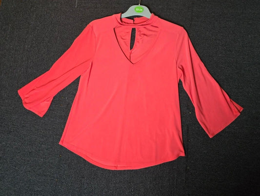 George coral 3/4 sleeve choker top size 8