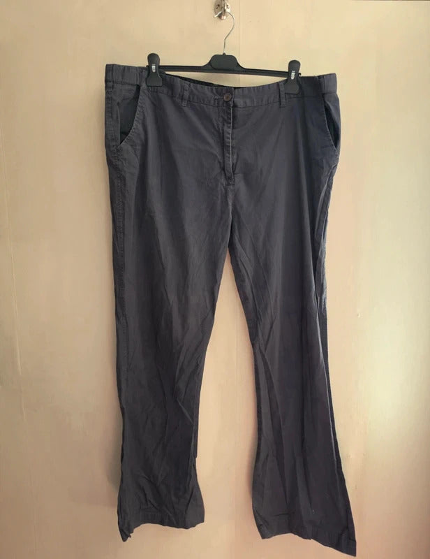 Cotton Traders Dark Grey High-Waisted Flared Trousers Size 22