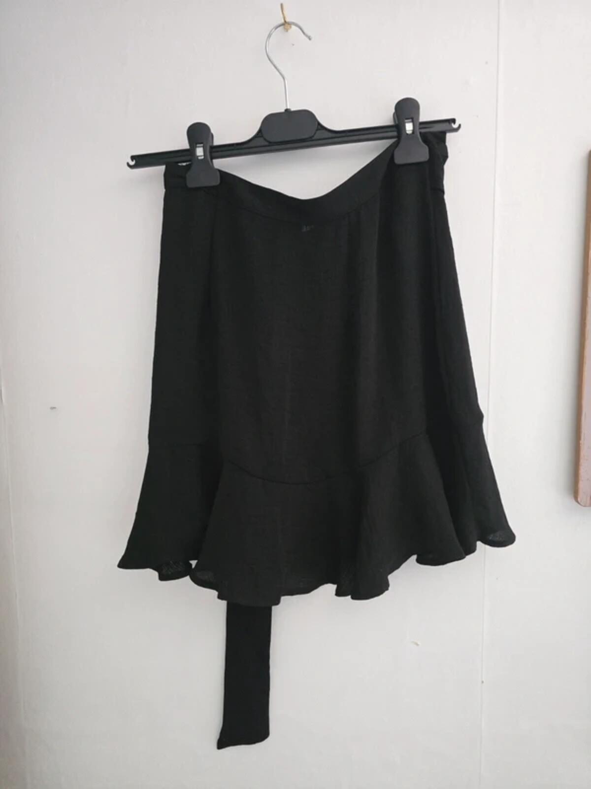Topshop Black Frill Mini Skirt Size 10 NWT Tie Waist Ruffle Detail