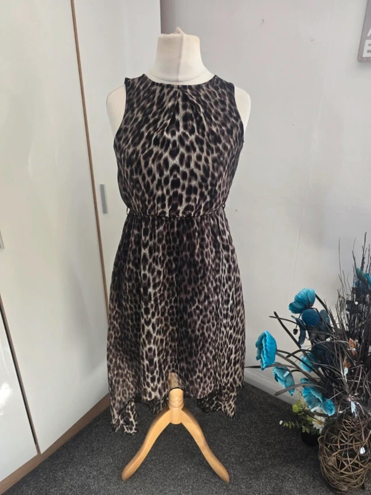 Miso Ladies Brown Asymmetrical Sleeveless Midi Dress Size 8