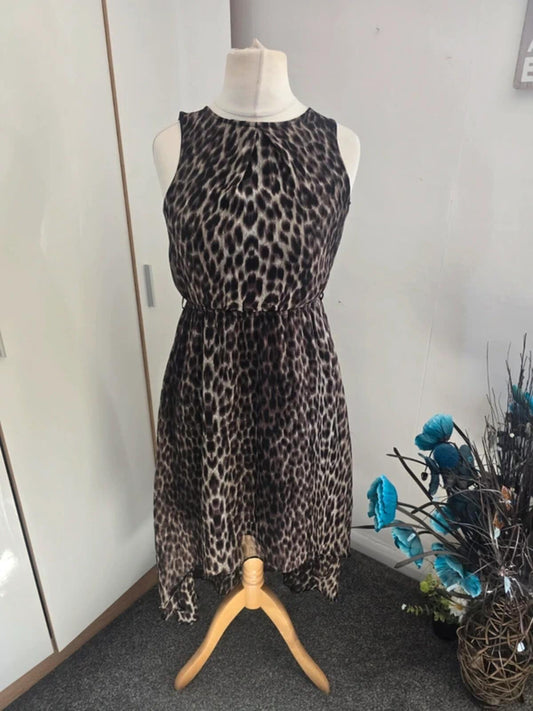 Miso Ladies Brown Asymmetrical Sleeveless Midi Dress Size 8