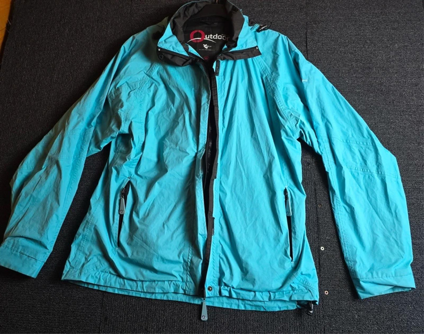 GI Outdoor Waterproof Jacket Light Blue Size 18 Detachable Hood