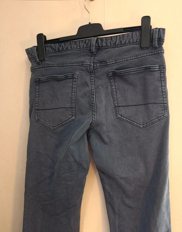 F&F Men's Bluey Grey Slim Leg Cotton Blend Denim Jeans W34 L32