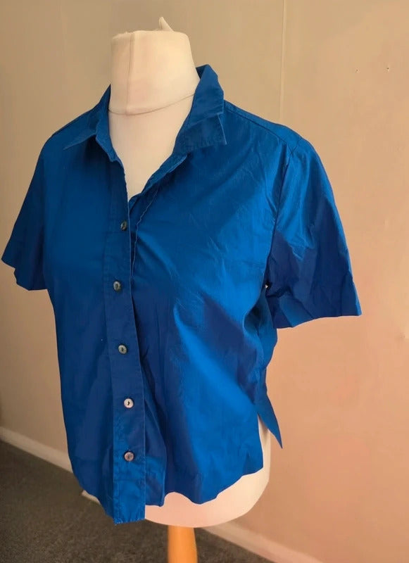Poetry Cobalt Blue Relaxed Boxy Short Sleeved Shirt Size 10