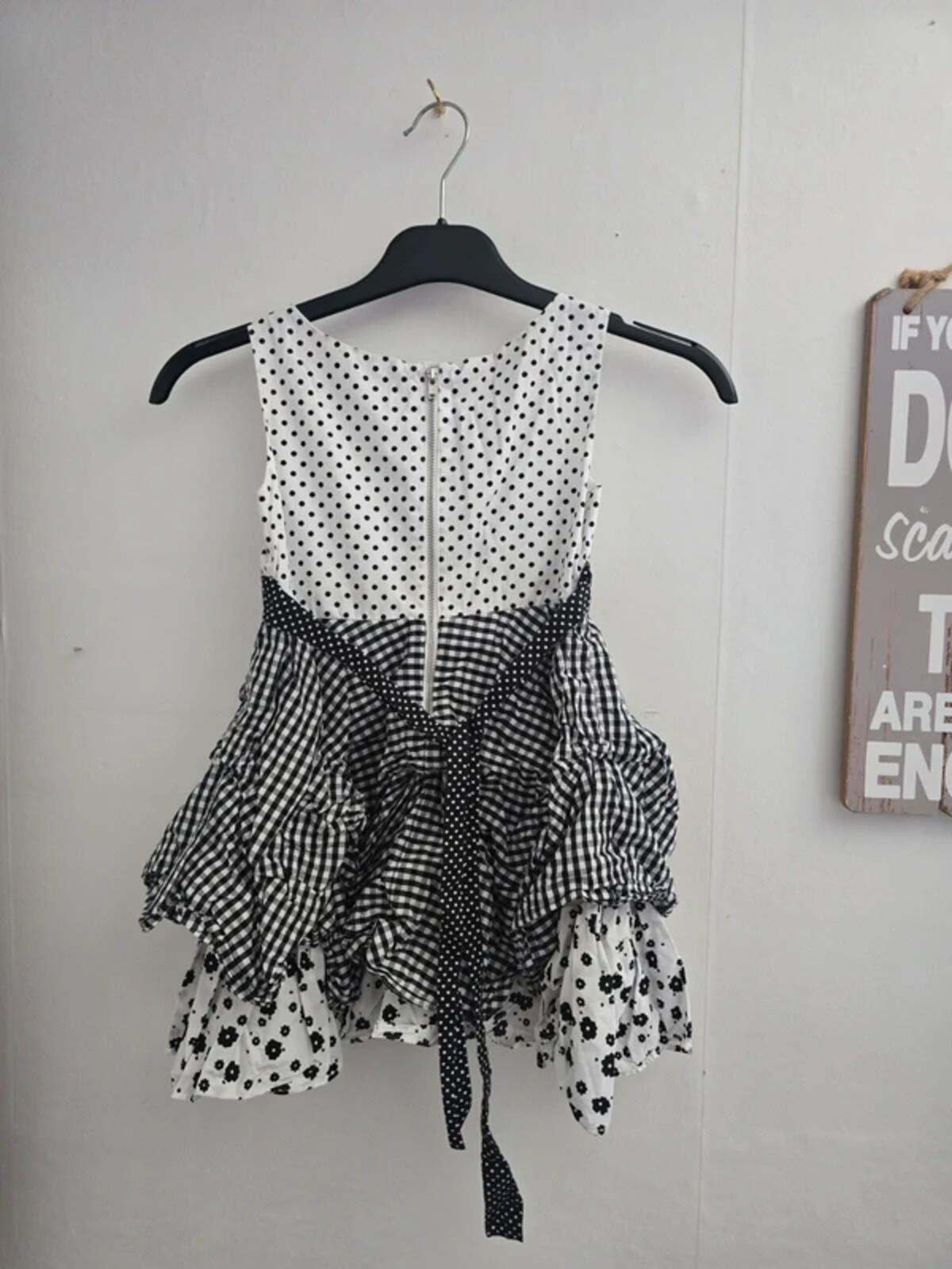Kate Mack Girls Monochrome Mixed Print Layered Flared Summer Dress Age 5 Years