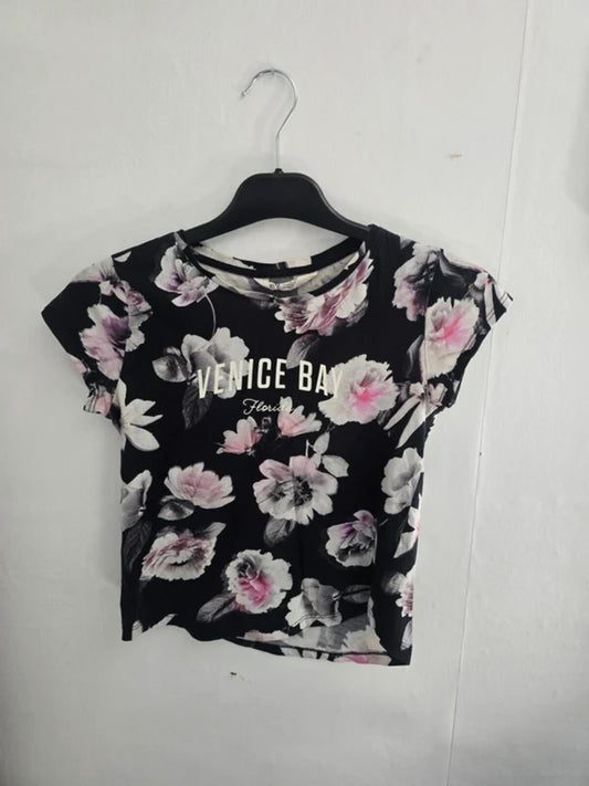 H&M Girls "Venice Bay" Floral Cotton Tee Age 8-10
