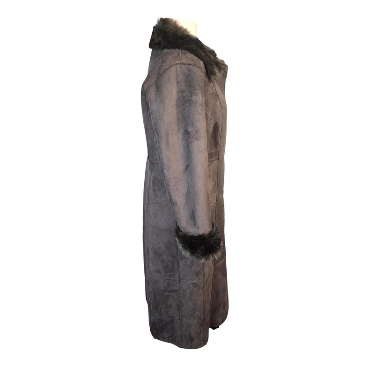 Dennis by Dennis Basso Long Faux Fur Coat Brown Size S Winter