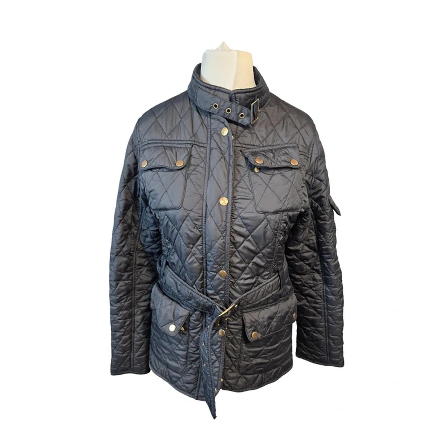 FieldFox Quilted Coat Black  M Size 10/12 Belted Winter Jacket