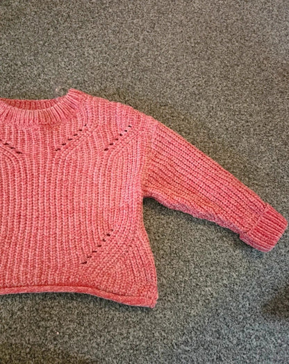 Matalan Girls Pink Chunky Knit Jumper Age 4 Years