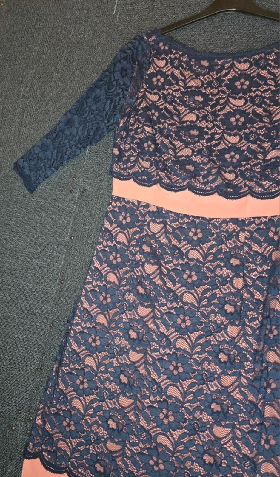 Boden Lace Occasion Dress Navy Blush Size 10 Wedding Party NWT