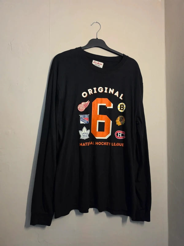 Red Jacket Men's Black NHL Original Six Hockey Long Sleeve T-Shirt Size L