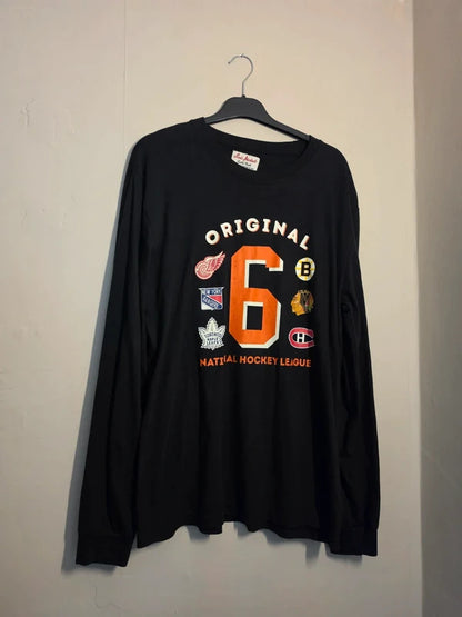 Red Jacket Men's Black NHL Original Six Hockey Long Sleeve T-Shirt Size L