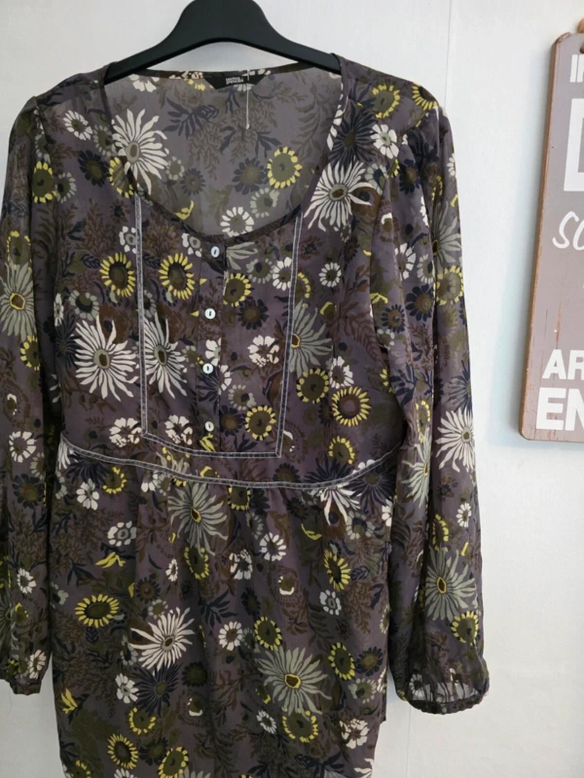 Marks & Spencer Grey & Yellow Patterned Blouse Size 14