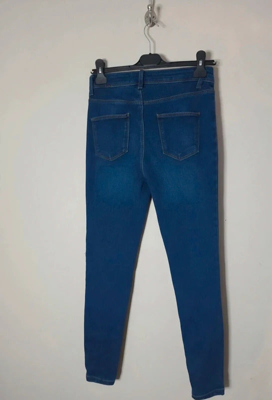 Primark Blue High Waisted Skinny Jeans Size 8 Denim Stretch Style Casual Trousers