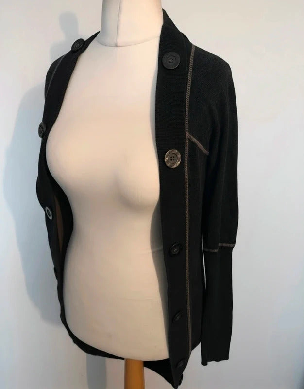 Red Or Dead Black & Grey Contrast Stitch Longline Cardigan – Size 10