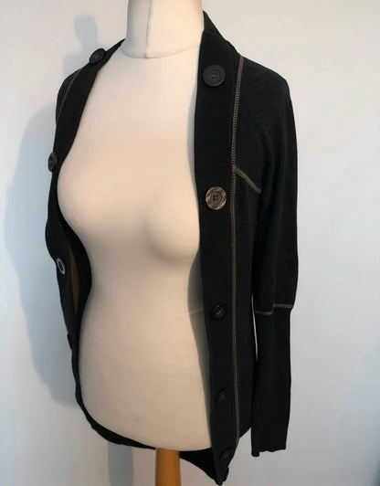 Red Or Dead Black & Grey Contrast Stitch Longline Cardigan – Size 10
