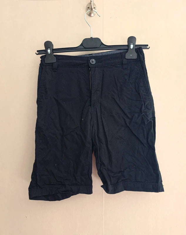 H&M Boys Black Cotton Knee Length Chino Shorts Elasticated Waist Age 11-12 Years