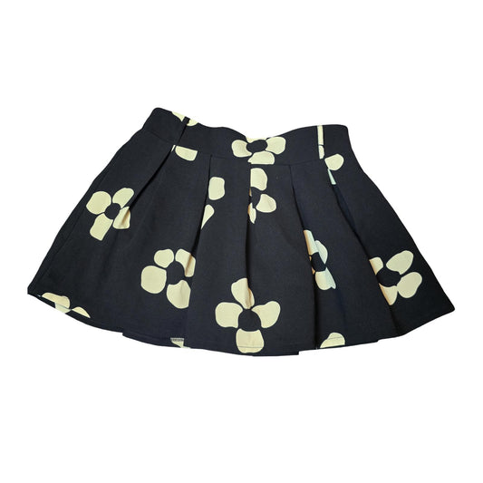 Y2K New Look Black & White Floral Print Mini Skort Elasticated Waist